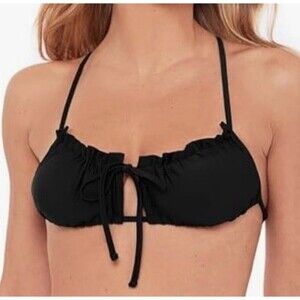 Sports Illustrated Ruffle Cutout Bralette Bikini Top Black Size L New With Tags